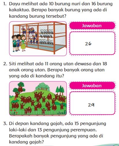 Ayo Bantu Teman Menghitung yang Mereka Temui di Kebun Binatang! Kunci Jawaban Tema 5 Kelas 1 Halaman 167