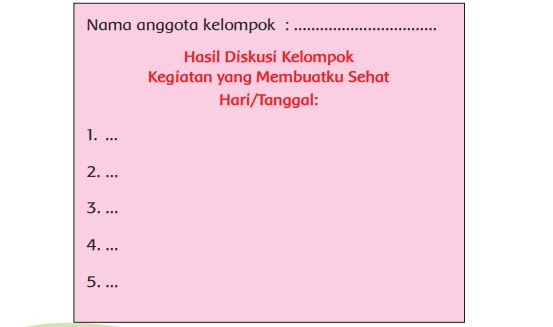 Kegiatan yang Membuatku Sehat, Kunci Jawaban Tema 6 Kelas 1 Halaman 138